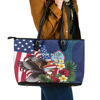 Personalised United States And Guam Leather Tote Bag USA Eagle With Guahan Seal Tropical Vibes LT14 - Polynesian Pride
