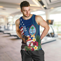 Personalised United States And Guam Men Tank Top USA Eagle With Guahan Seal Tropical Vibes LT14 Blue - Polynesian Pride