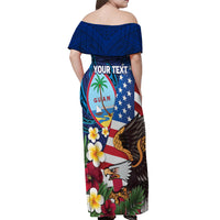 Personalised United States And Guam Off Shoulder Maxi Dress USA Eagle With Guahan Seal Tropical Vibes LT14 - Polynesian Pride