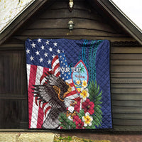 Personalised United States And Guam Quilt USA Eagle With Guahan Seal Tropical Vibes