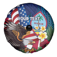 Personalised United States And Guam Spare Tire Cover USA Eagle With Guahan Seal Tropical Vibes LT14 - Polynesian Pride