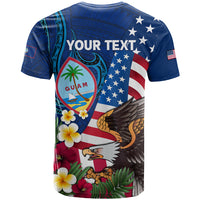Personalised United States And Guam T Shirt USA Eagle With Guahan Seal Tropical Vibes LT14 - Polynesian Pride