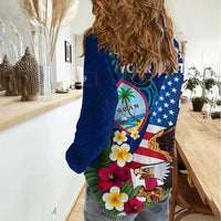 Personalised United States And Guam Women Casual Shirt USA Eagle With Guahan Seal Tropical Vibes LT14 - Polynesian Pride