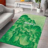 Aloha Hawaii Molokai Island Area Rug Hibiscus Tribal Honu Hawaiian Tattoo Green LT14 - Polynesian Pride