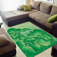 Aloha Hawaii Molokai Island Area Rug Hibiscus Tribal Honu Hawaiian Tattoo Green LT14 - Polynesian Pride