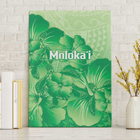 Aloha Hawaii Molokai Island Canvas Wall Art Hibiscus Tribal Honu Hawaiian Tattoo Green LT14 Without Frame Green - Polynesian Pride