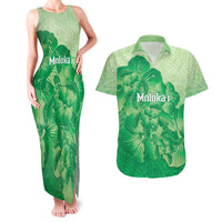 Aloha Hawaii Molokai Island Couples Matching Tank Maxi Dress and Hawaiian Shirt Hibiscus Tribal Honu Hawaiian Tattoo Green LT14 Green - Polynesian Pride