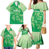 Aloha Hawaii Molokai Island Family Matching Mermaid Dress and Hawaiian Shirt Hibiscus Tribal Honu Hawaiian Tattoo Green LT14 - Polynesian Pride