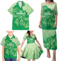 Aloha Hawaii Molokai Island Family Matching Puletasi and Hawaiian Shirt Hibiscus Tribal Honu Hawaiian Tattoo Green LT14 - Polynesian Pride