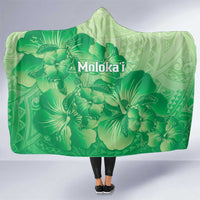 Aloha Hawaii Molokai Island Hooded Blanket Hibiscus Tribal Honu Hawaiian Tattoo Green LT14 One Size Green - Polynesian Pride
