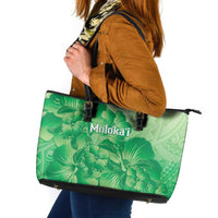 Aloha Hawaii Molokai Island Leather Tote Bag Hibiscus Tribal Honu Hawaiian Tattoo Green LT14 Green - Polynesian Pride