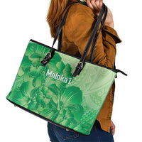Aloha Hawaii Molokai Island Leather Tote Bag Hibiscus Tribal Honu Hawaiian Tattoo Green LT14 - Polynesian Pride