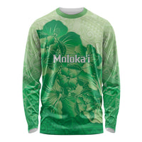 Aloha Hawaii Molokai Island Long Sleeve Shirt Hibiscus Tribal Honu Hawaiian Tattoo Green LT14 Unisex Green - Polynesian Pride