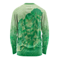 Aloha Hawaii Molokai Island Long Sleeve Shirt Hibiscus Tribal Honu Hawaiian Tattoo Green LT14 - Polynesian Pride