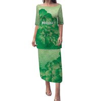 Aloha Hawaii Molokai Island Puletasi Hibiscus Tribal Honu Hawaiian Tattoo Green LT14 Long Dress Green - Polynesian Pride
