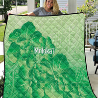 Aloha Hawaii Molokai Island Quilt Hibiscus Tribal Honu Hawaiian Tattoo Green LT14 Green - Polynesian Pride