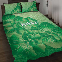 Aloha Hawaii Molokai Island Quilt Bed Set Hibiscus Tribal Honu Hawaiian Tattoo Green LT14 Green - Polynesian Pride
