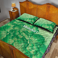 Aloha Hawaii Molokai Island Quilt Bed Set Hibiscus Tribal Honu Hawaiian Tattoo Green LT14 - Polynesian Pride