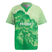 Aloha Hawaii Molokai Island Rugby Jersey Hibiscus Tribal Honu Hawaiian Tattoo Green LT14 Green - Polynesian Pride