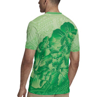 Aloha Hawaii Molokai Island Rugby Jersey Hibiscus Tribal Honu Hawaiian Tattoo Green LT14 - Polynesian Pride