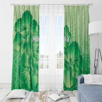 Aloha Hawaii Molokai Island Window Curtain Hibiscus Tribal Honu Hawaiian Tattoo Green LT14 - Polynesian Pride