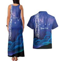 Personalised Matariki New Zealand Couples Matching Tank Maxi Dress and Hawaiian Shirt Maori New Year Galaxy Koru Pattern LT14 - Polynesian Pride