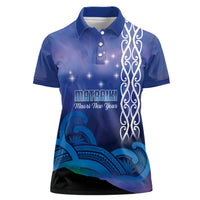 Personalised Matariki New Zealand Women Polo Shirt Maori New Year Galaxy Koru Pattern LT14 Female Blue - Polynesian Pride