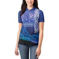 Personalised Matariki New Zealand Women Polo Shirt Maori New Year Galaxy Koru Pattern LT14 - Polynesian Pride