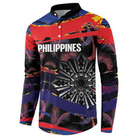 Philippines Sun Tattoo Button Sweatshirt Feathers Filipinas Grunge Style Black
