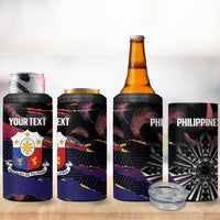 Philippines Sun Tattoo 4 in 1 Can Cooler Tumbler Feathers Filipinas Grunge Style Black