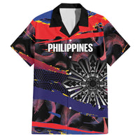 Philippines Sun Tattoo Family Matching Summer Maxi Dress and Hawaiian Shirt Feathers Filipinas Grunge Style Black LT14 Dad's Shirt - Short Sleeve Black - Polynesian Pride