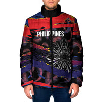 Philippines Sun Tattoo Padded Jacket Feathers Filipinas Grunge Style Black LT14 Men Black - Polynesian Pride