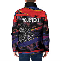 Philippines Sun Tattoo Padded Jacket Feathers Filipinas Grunge Style Black LT14 - Polynesian Pride