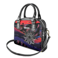 Philippines Sun Tattoo Shoulder Handbag Feathers Filipinas Grunge Style Black
