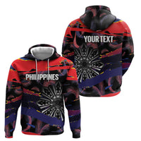 Philippines Sun Tattoo Zip Hoodie Feathers Filipinas Grunge Style Black