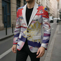 Philippines Sun Tattoo Blazer Feathers Filipinas Grunge Style White