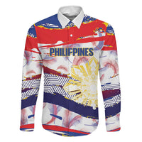Philippines Sun Tattoo Family Matching Short Sleeve Bodycon Dress and Hawaiian Shirt Feathers Filipinas Grunge Style White LT14 Dad's Shirt - Long Sleeve White - Polynesian Pride