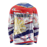 Philippines Sun Tattoo Long Sleeve Shirt Feathers Filipinas Grunge Style White