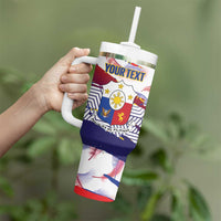 Philippines Sun Tattoo Tumbler With Handle Feathers Filipinas Grunge Style White