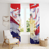 Philippines Sun Tattoo Window Curtain Feathers Filipinas Grunge Style White