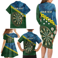 Personalised Solomon Islands Darts Family Matching Long Sleeve Bodycon Dress and Hawaiian Shirt Tropical Leaves Melanesian Pattern LT14 - Polynesian Pride