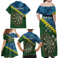 Personalised Solomon Islands Darts Family Matching Off Shoulder Maxi Dress and Hawaiian Shirt Tropical Leaves Melanesian Pattern LT14 - Polynesian Pride