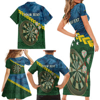 Personalised Solomon Islands Darts Family Matching Short Sleeve Bodycon Dress and Hawaiian Shirt Tropical Leaves Melanesian Pattern LT14 - Polynesian Pride