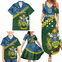 Personalised Solomon Islands Darts Family Matching Summer Maxi Dress and Hawaiian Shirt Tropical Leaves Melanesian Pattern LT14 - Polynesian Pride