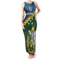 Personalised Solomon Islands Darts Family Matching Tank Maxi Dress and Hawaiian Shirt Tropical Leaves Melanesian Pattern LT14 Mom's Dress Green - Polynesian Pride