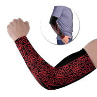 Red Aotearoa Mangopare Kowhaiwhai Niho Taniwha Arm Sleeves Maori New Zealand LT14 Set of 2 Red - Polynesian Pride