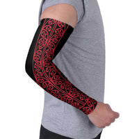 Red Aotearoa Mangopare Kowhaiwhai Niho Taniwha Arm Sleeves Maori New Zealand LT14 - Polynesian Pride