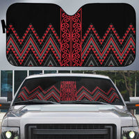 Red Aotearoa Mangopare Kowhaiwhai Niho Taniwha Auto Sun Shade Maori New Zealand LT14 Red - Polynesian Pride