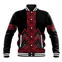 Red Aotearoa Mangopare Kowhaiwhai and Niho Taniwha Baseball Jacket Maori New Zealand LT14 Unisex Red - Polynesian Pride