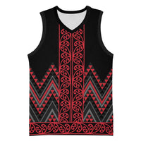 Red Aotearoa Mangopare Kowhaiwhai Niho Taniwha Basketball Jersey Maori New Zealand LT14 Unisex Red - Polynesian Pride